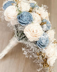 Cascade Wedding Bouquet with a Touch of Dusty Blue - PapiroExtra Large 12" Bride