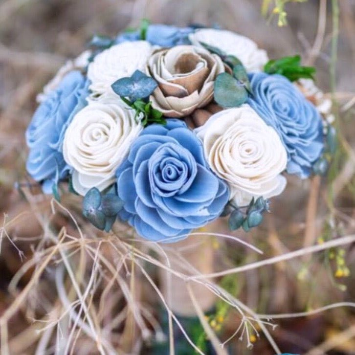 Dusty Blue Dreams Bouquet - PapiroExtra Large 12&quot; Bride