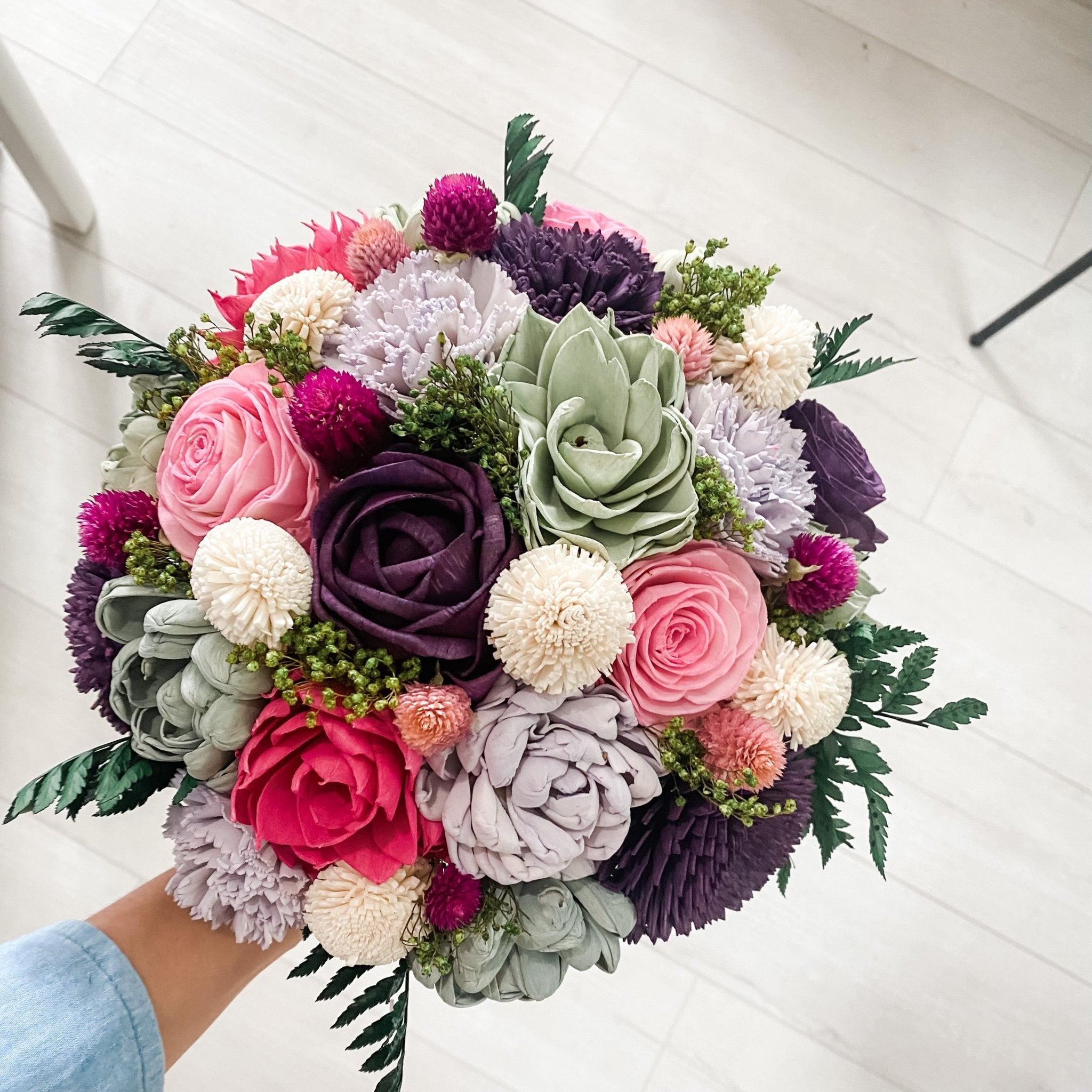 Enchanted Desert Elegance, A Serene Blend of Succulents and Floral Delights - PapiroExtra Large 12&quot; Bride