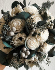 Ivory Serenity: A Beautiful Bouquet of White and Green Flowers - PapiroExtra Large 12" Bride
