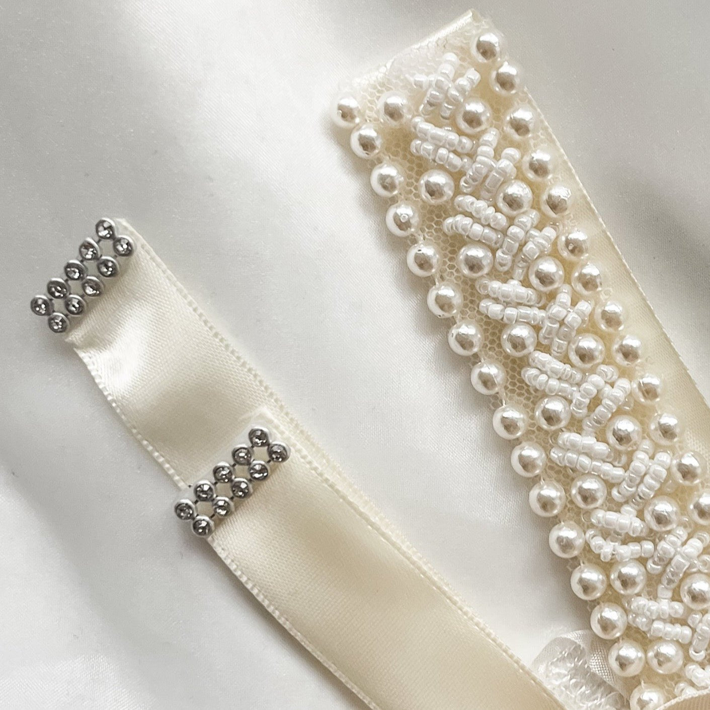 Pearl Sash Bridal Belt - Papiro Ivory