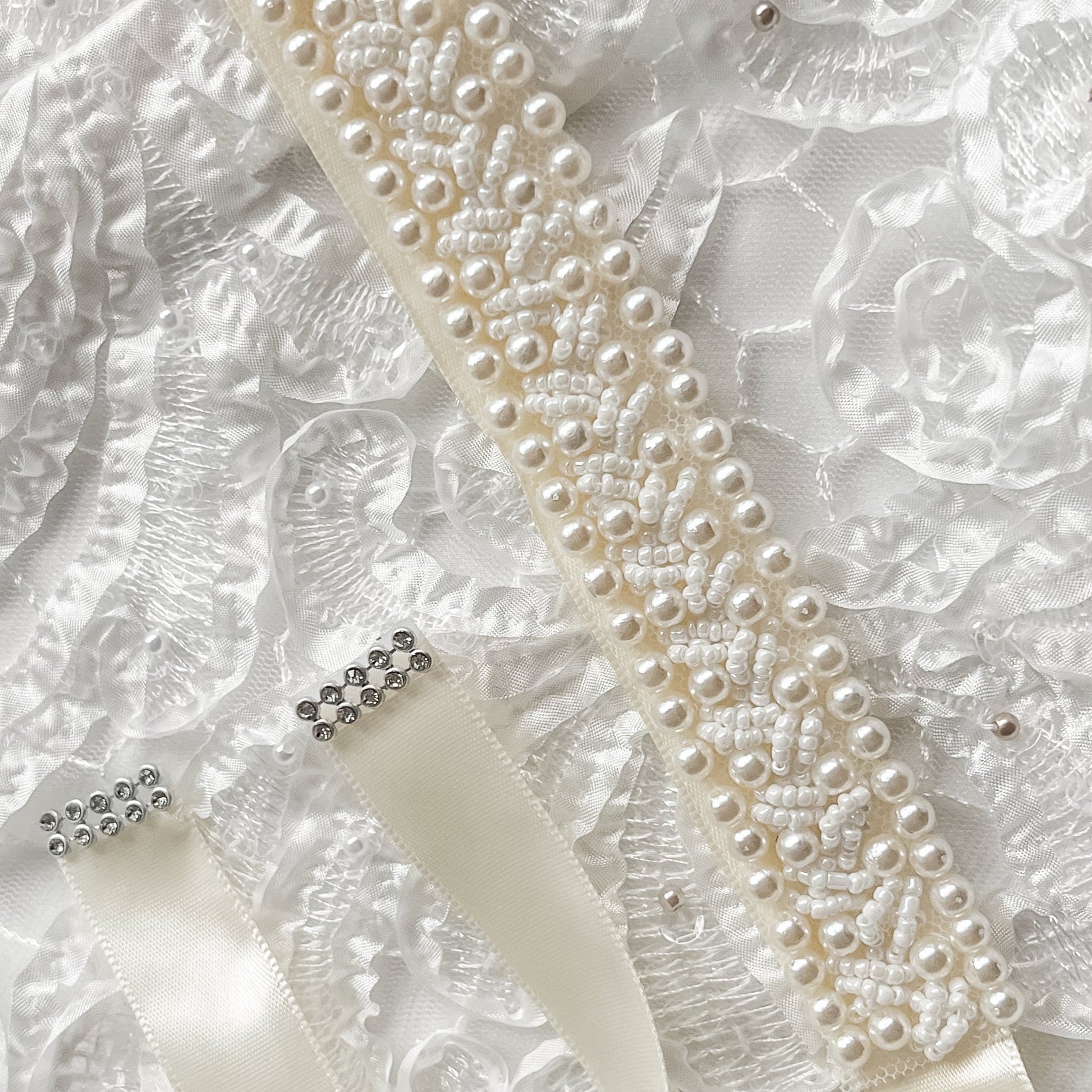 Pearl Sash Bridal Belt - Papiro Ivory