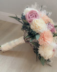 Blushing Blossoms, A Delicate Blend of Pink and Blush Flowers - PapiroExtra Large 12" Bride