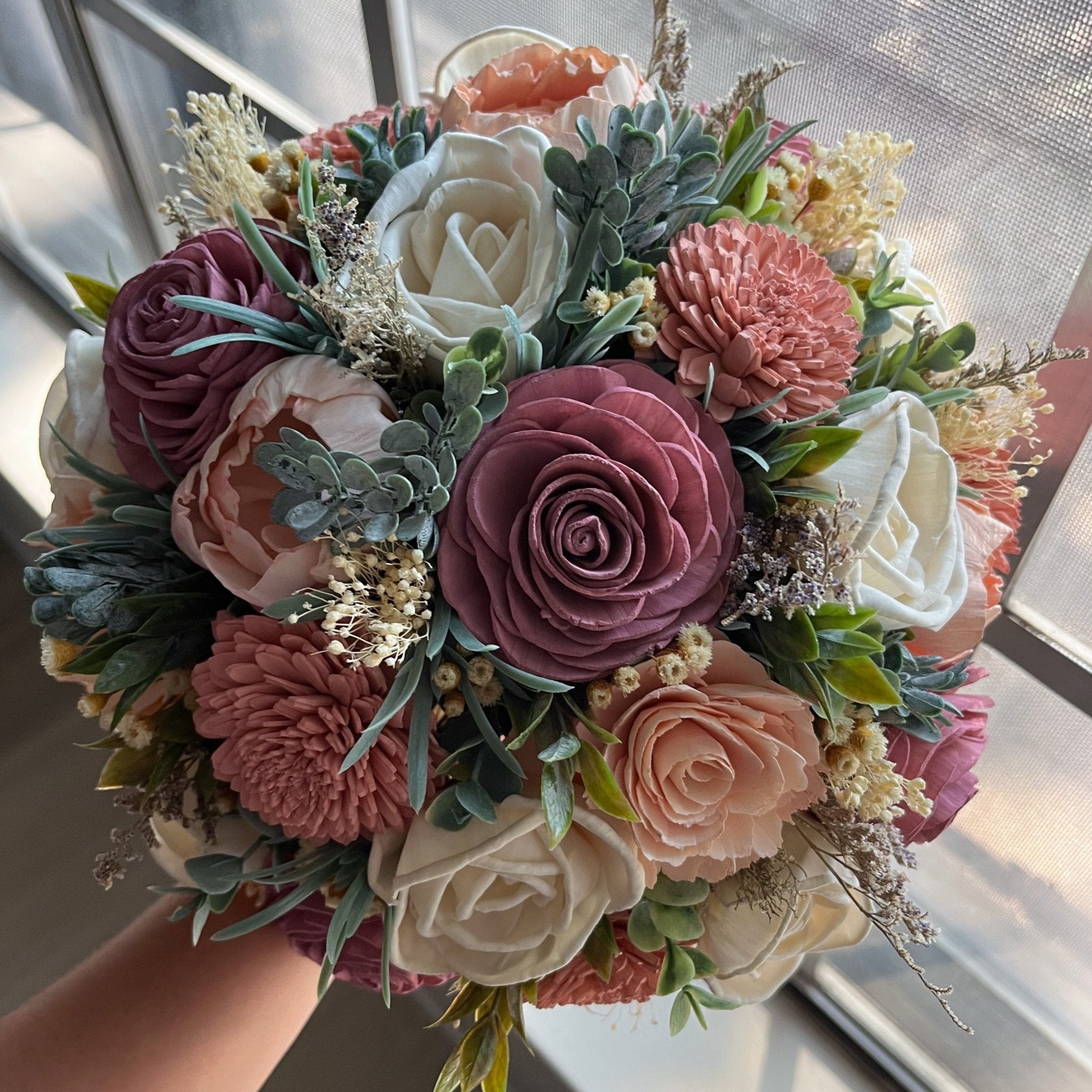 Blushing Petals, A Timeless Wedding Bouquet - PapiroExtra Large 12" Bride