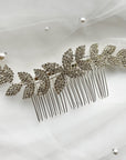 Bride Silver Rhinestone Leaves Hair Comb - Papiro