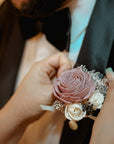 Dusty Rose and Ivory Boutonnière for Grooms - Papiro