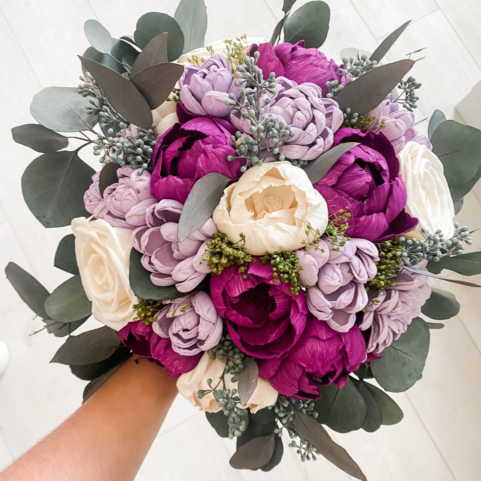 Plum Lavender Wedding Bridal Bouquet - PapiroExtra Large 12" Bride