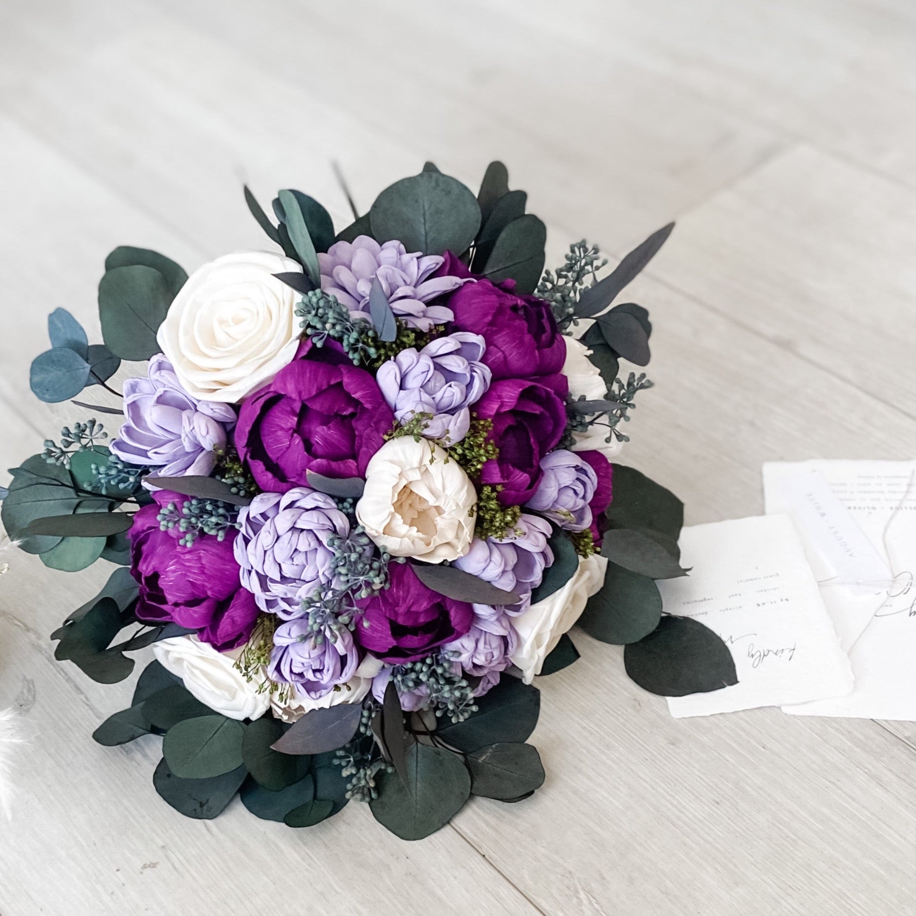 Plum Lavender Wedding Bridal Bouquet - PapiroExtra Large 12&quot; Bride