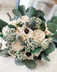 Sage Green Succulent Wedding Bridal Bouquets - PapiroExtra Large 12" Bride