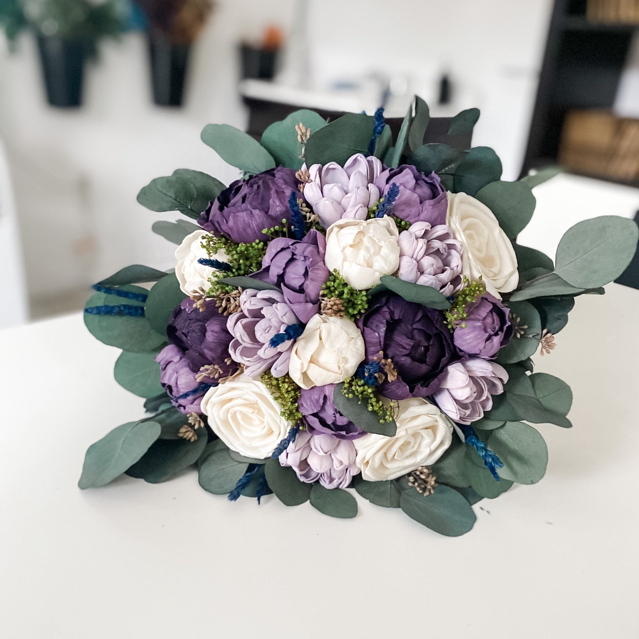 Shades of Purple Wedding Bouquet - PapiroExtra Large 12&quot; Bride