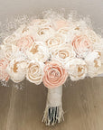 The Enchanting Harmony , A Bouquet of Blush Roses and Ivory Peonies - PapiroExtra Large 12" Bride