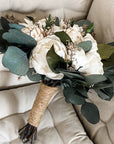 Whimsical Wildflower Elegance: Handmade Ivory Sola Wood Bouquet